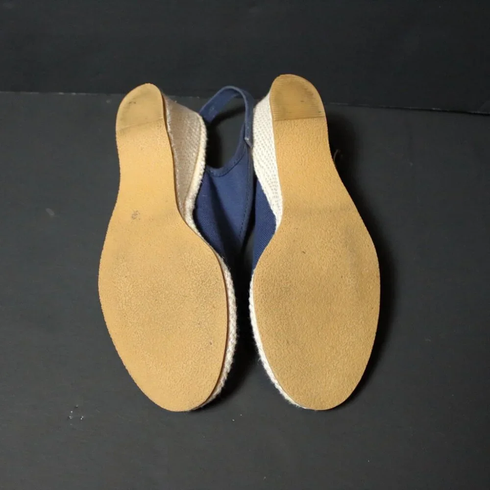 Vintage Navy Peep Toe Espadrilles 7.5